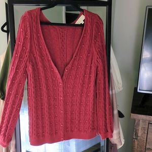 Sezane cotton cardigan in berry color